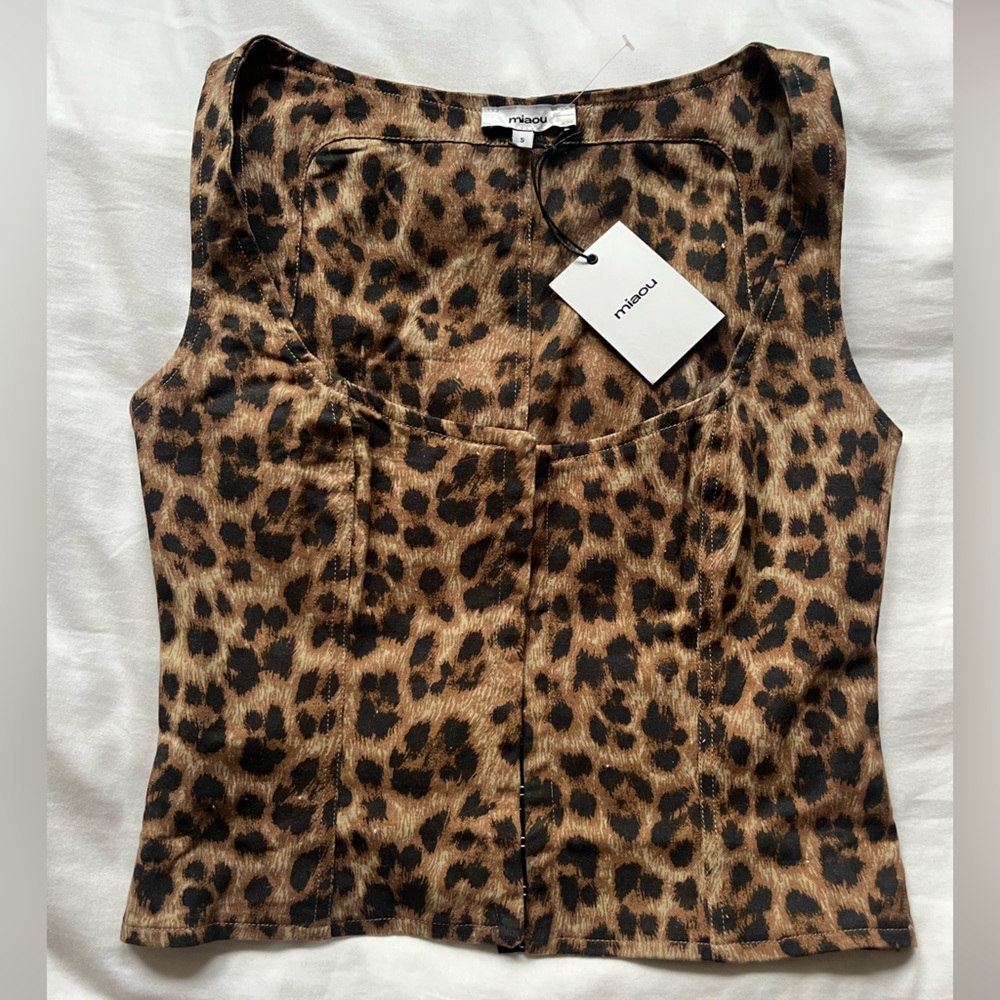 MIAOU Leopard Corset Top